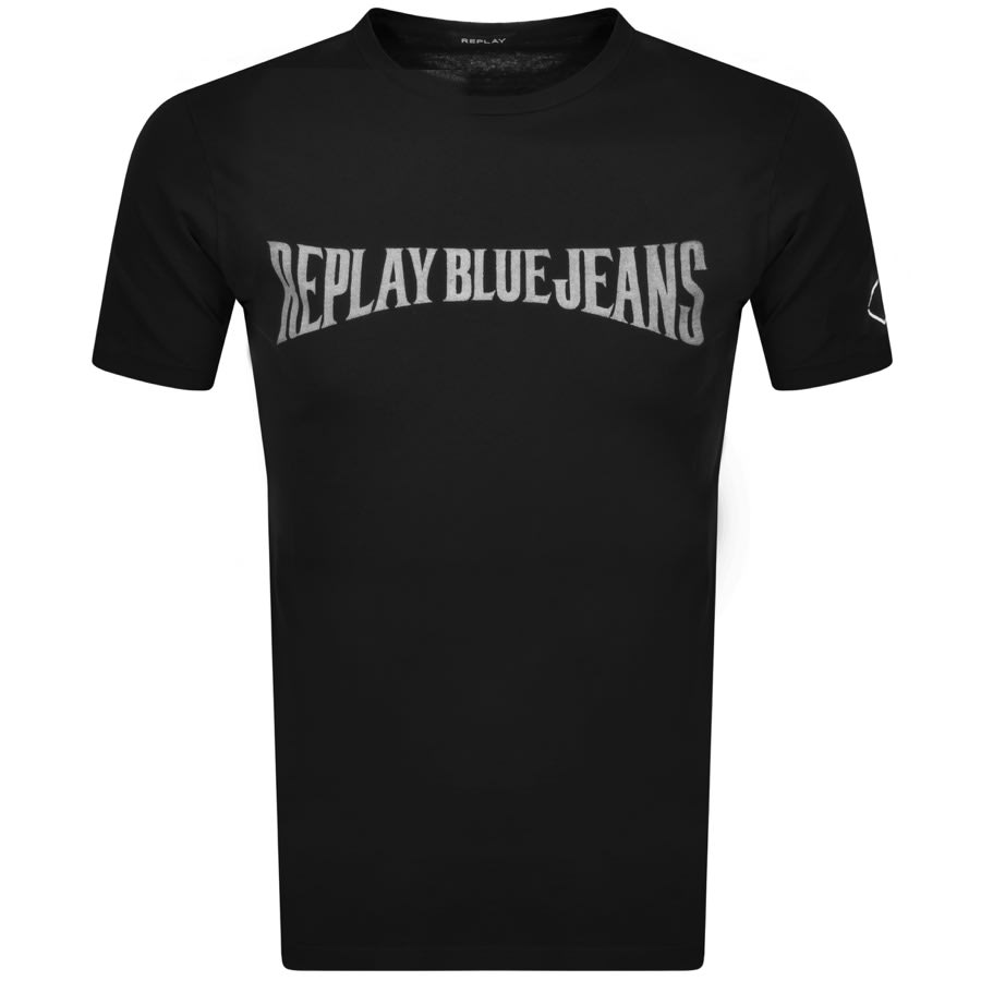Alternative Image for ProductReplay Logo Crew Neck T Shirt Black1
